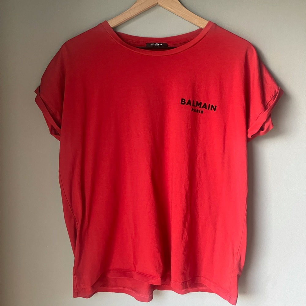 Women’s Red Short sleeve Balmain T-shirt size Medium